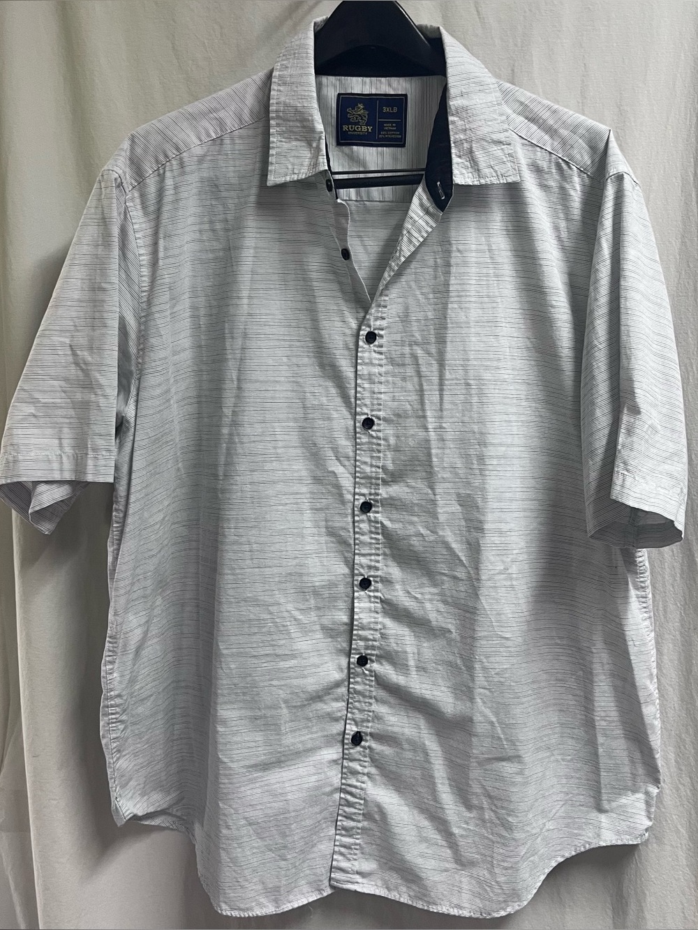3XLB Rugby University Cotton Blend Button Down Short Sleeve Big Mens Shirt